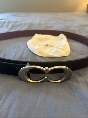 Coach Black Leather Belt with Contrast Stitching